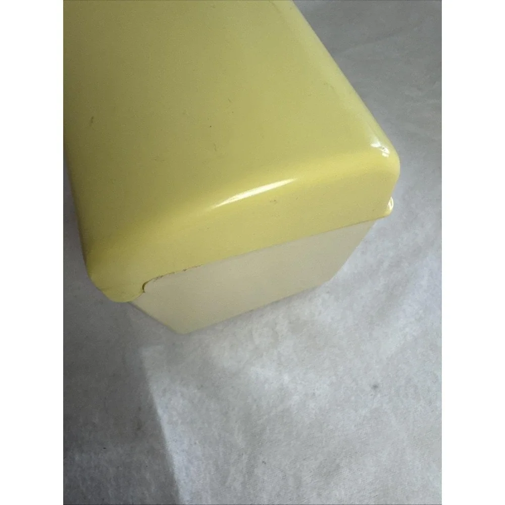 Vintage Mid-Century Modern Yellow Plastic Recipe Box with Assorted Recipe Cards
